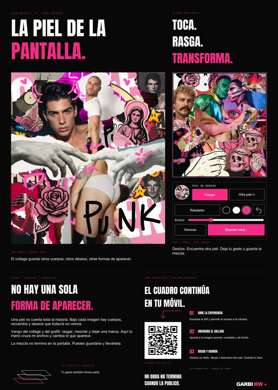 La piel de la pantalla — panel de la exposición